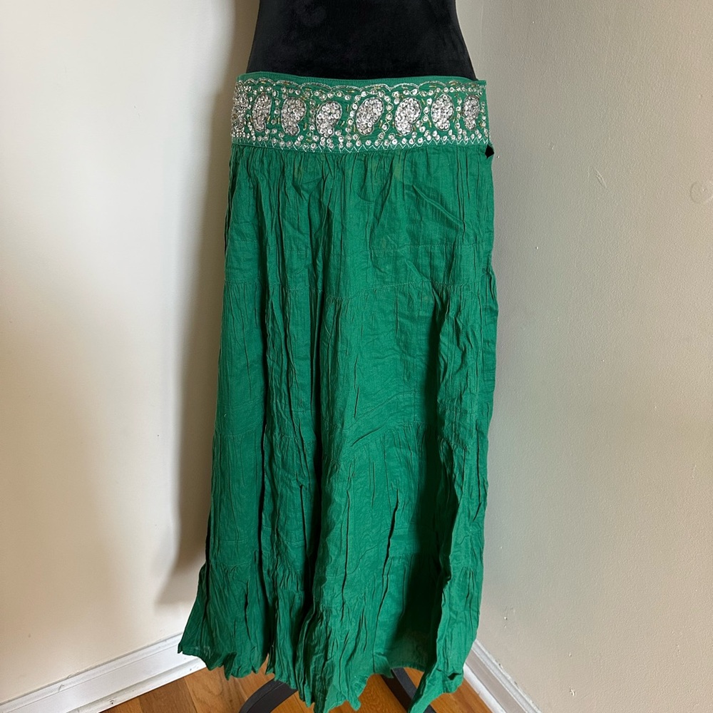 Green Embellished Women's Skirt